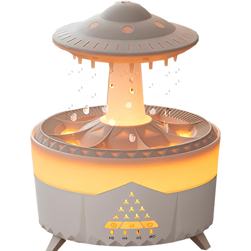 Ультразвуковий зволожувач повітря та нічник з аромадифузором та дистанційним керуванням НЛО White