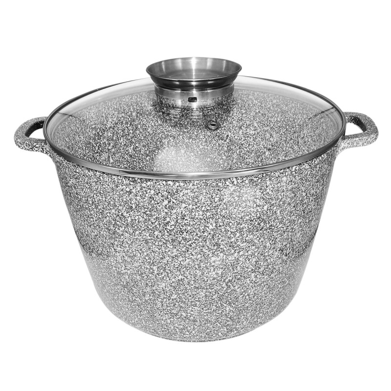 Каструля-казан 10 літрів з гранітним покриттям та скляною кришкою Unique (UN-5220) Grey