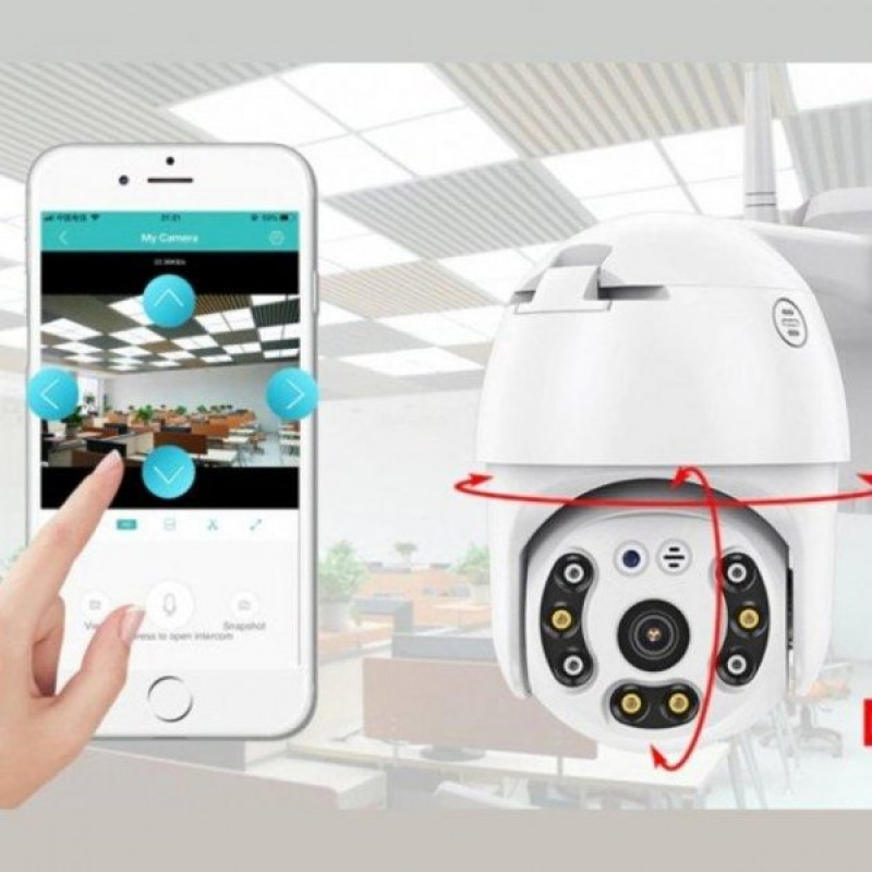 Бездротова WiFi камера відеоспостереження вулична поворотна з віддаленим доступом 2MP HD1080P PTZ XM White