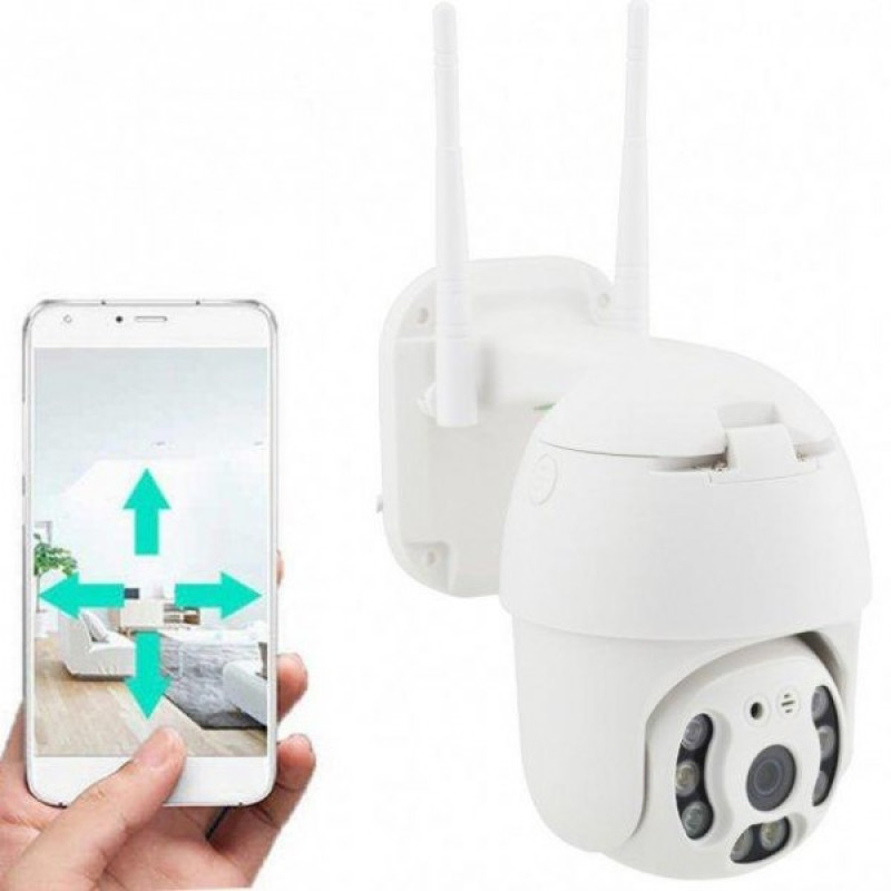 Бездротова WiFi камера відеоспостереження вулична поворотна з віддаленим доступом 2MP HD1080P PTZ XM White