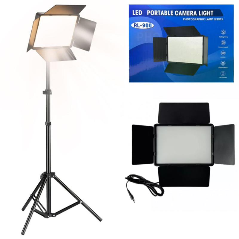 Світлодіодна лампа Led-панель для зйомки з пультом і штативом Camera light RL-900 Black