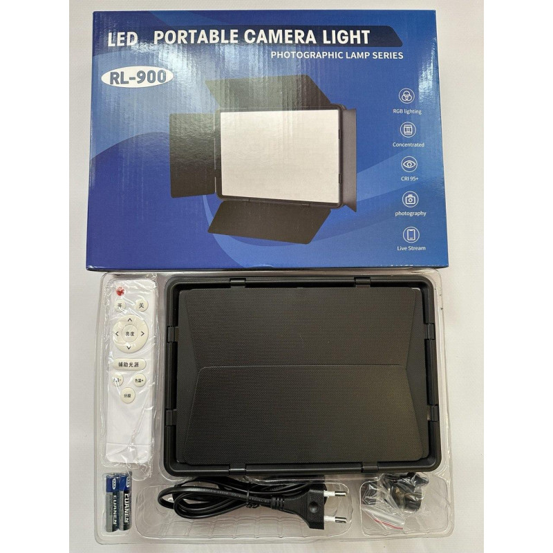 Світлодіодна лампа Led-панель для зйомки з пультом і штативом Camera light RL-900 Black Світлодіодна лампа Led-панель для зйомки з пультом і штативом Camera light RL-900 Black