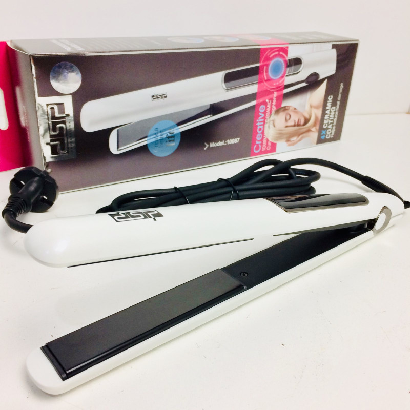 Плойка з керамічним покриттям випрямляч волосся з дисплеєм DSP 10087 до 230 ° C 42Вт White Плойка з керамічним покриттям випрямляч волосся з дисплеєм DSP 10087 до 230 ° C 42Вт White