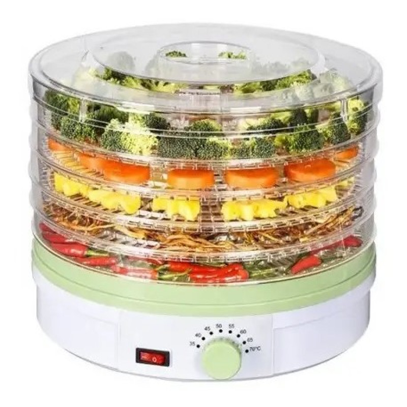 Універсальна конвективна сушарка для овочів та фруктів Дегідратор для ягід та грибів електрична Rainberg RB-912 800Вт Білий/Зелений