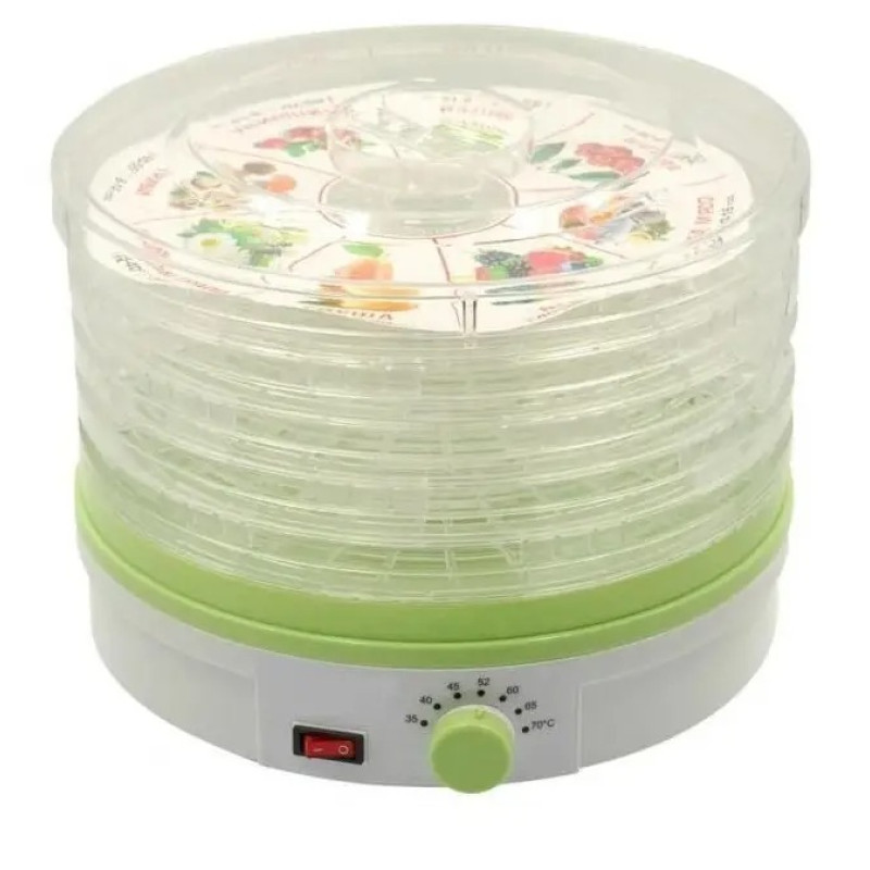 Універсальна конвективна сушарка для овочів та фруктів Дегідратор для ягід та грибів електрична Rainberg RB-912 800Вт Білий/Зелений Універсальна конвективна сушарка для овочів та фруктів Дегідратор для ягід та грибів електрична Rainberg RB-912 800Вт Білий/Зелений