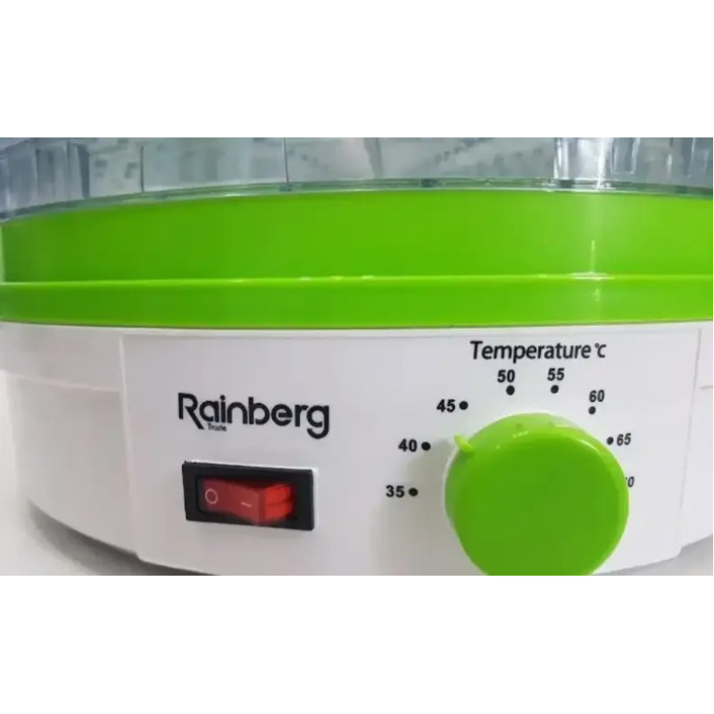 Універсальна конвективна сушарка для овочів та фруктів Дегідратор для ягід та грибів електрична Rainberg RB-912 800Вт Білий/Зелений Універсальна конвективна сушарка для овочів та фруктів Дегідратор для ягід та грибів електрична Rainberg RB-912 800Вт Білий/Зелений
