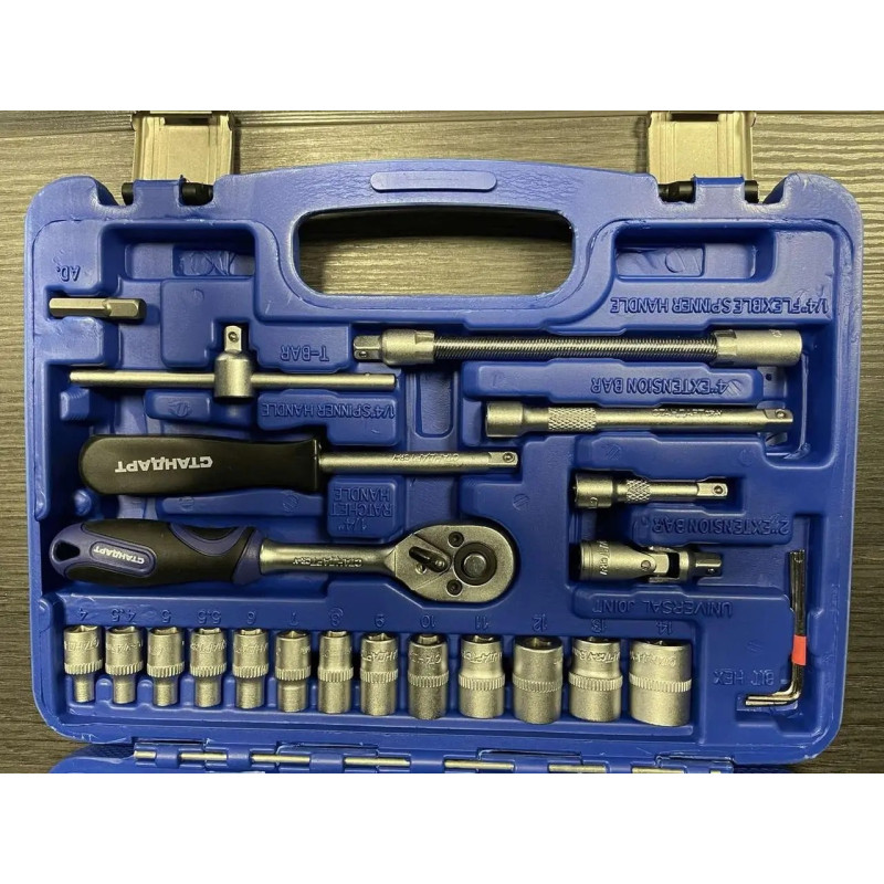 Набір інструментів 1/4″ 53 од. у пластиковому кейсі Estandar ET-1120 Blue