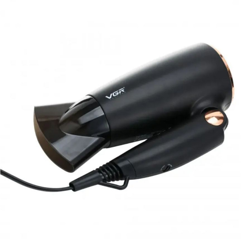 Фен для волосся складний дорожній 3 швидкості з насадкою концентратор VGR V-439 1200/1600Вт Black