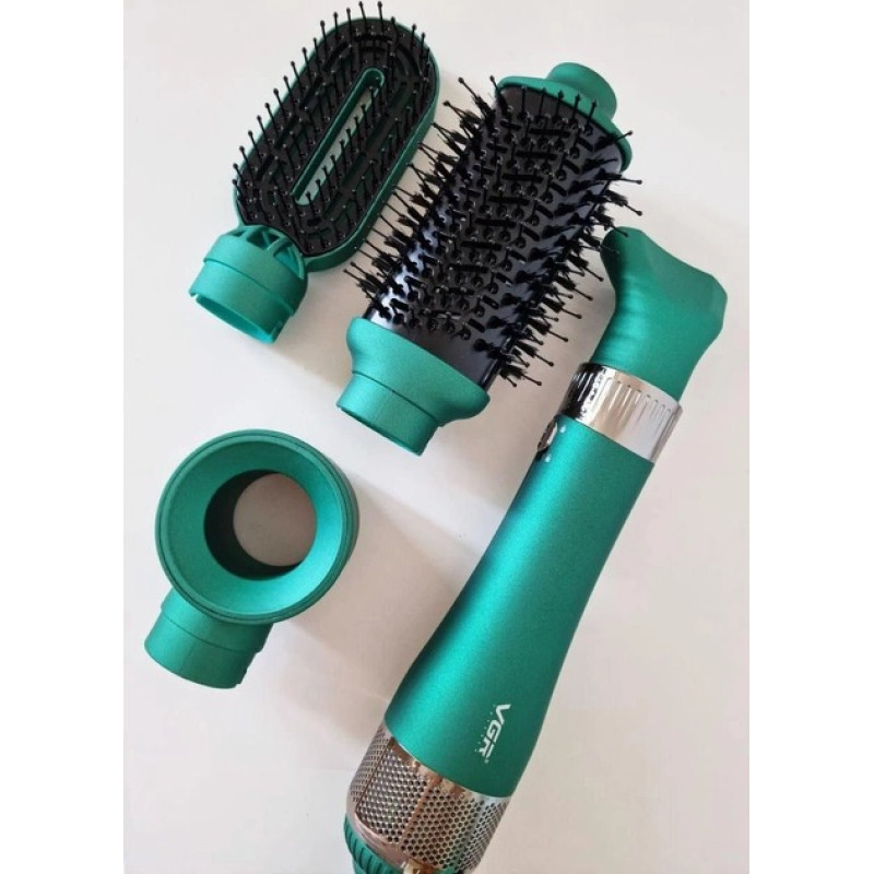 Фен стайлер 4в1 багатофункціональний для укладання та завивки волосся з насадками 1000Вт VGR V-493 Green