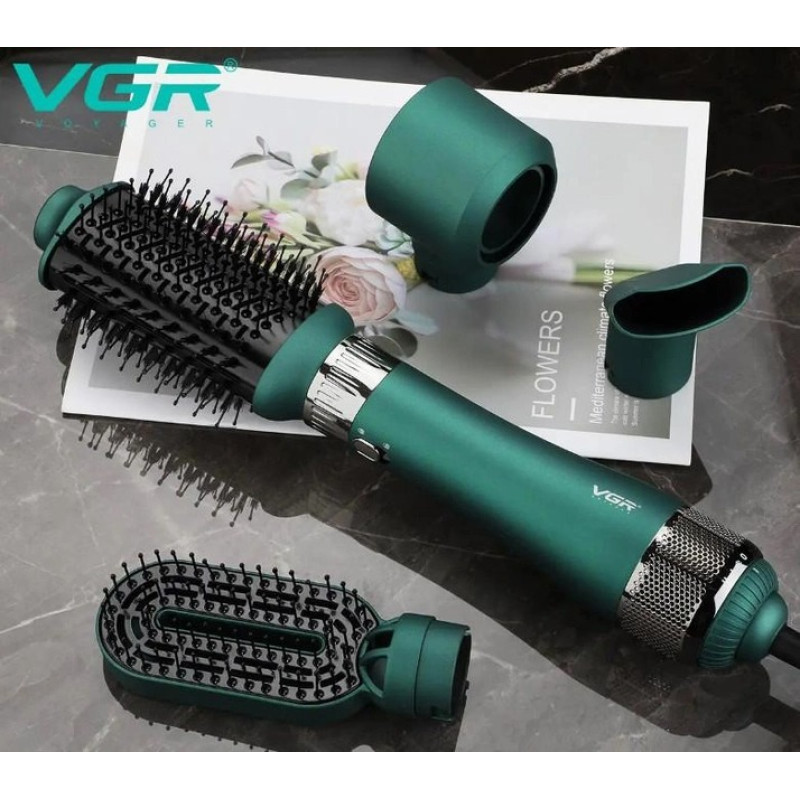 Фен стайлер 4в1 багатофункціональний для укладання та завивки волосся з насадками 1000Вт VGR V-493 Green