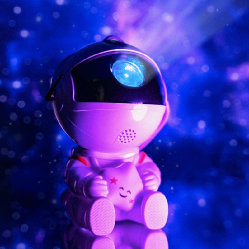 Дитячий нічник проектор зоряного неба з обертанням на 360 Космонавт сидящий MINI Farraray White