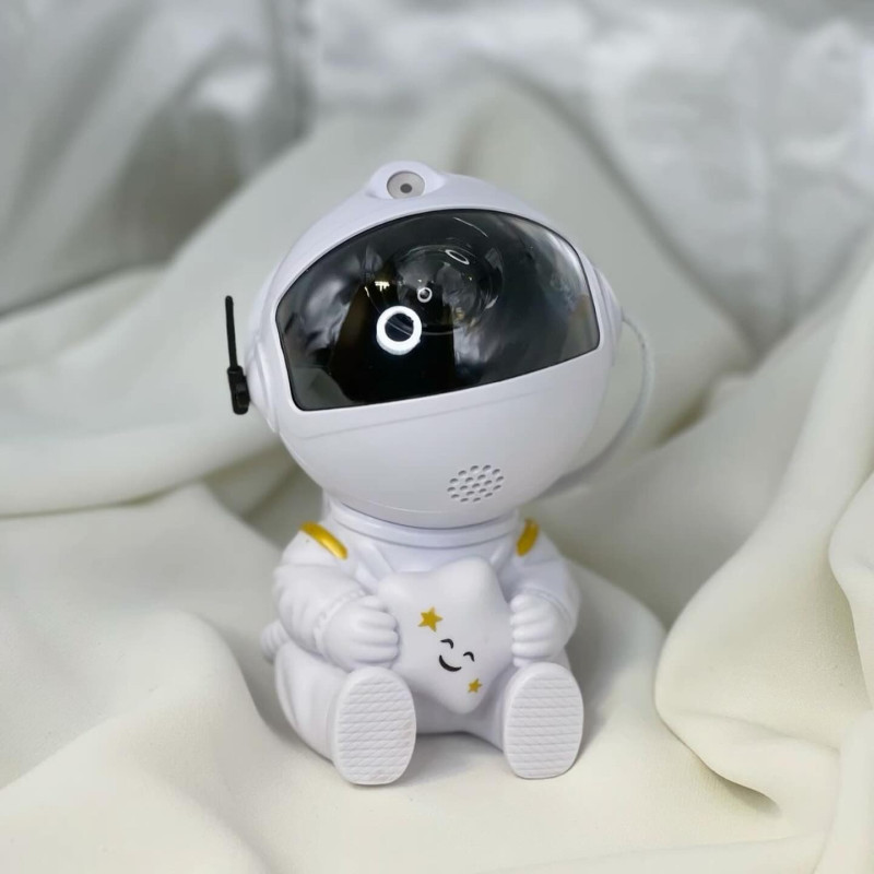 Дитячий нічник проектор зоряного неба з обертанням на 360 Космонавт сидящий MINI Farraray White