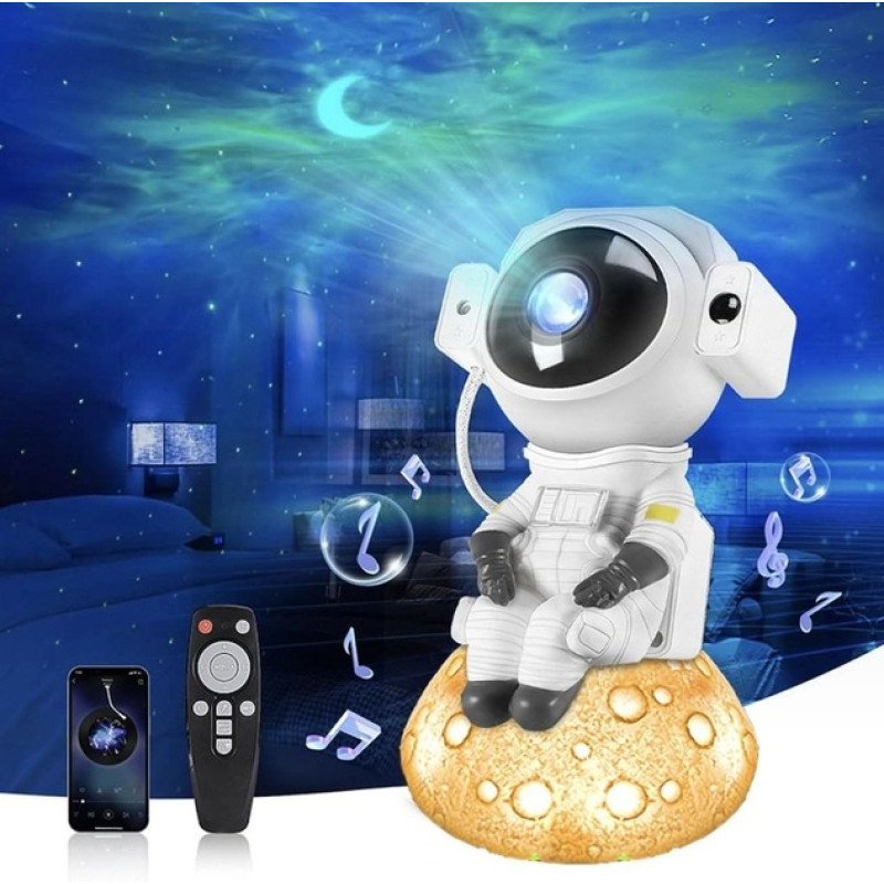 Ночник проектор Космонавт на місяці з підсвічуванням і пультом дистанційного керування 9 режимів світіння XD-20 White