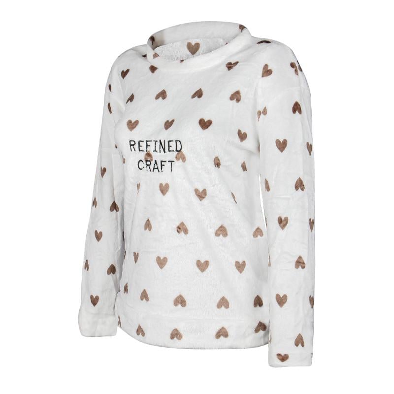 Жіноча тепла піжама флісова M домашній костюм Calido Heart Brown