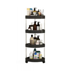 Кутова підлогова полиця у ванну Light Shelf 4 яруси на колесах 26х26х85см LS-7840 Black