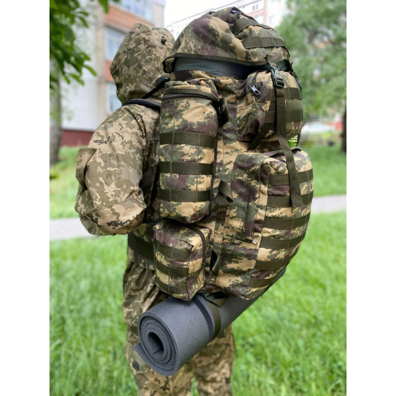 Рюкзак тактичний 110л з підсумками та системою Molle (Койот)