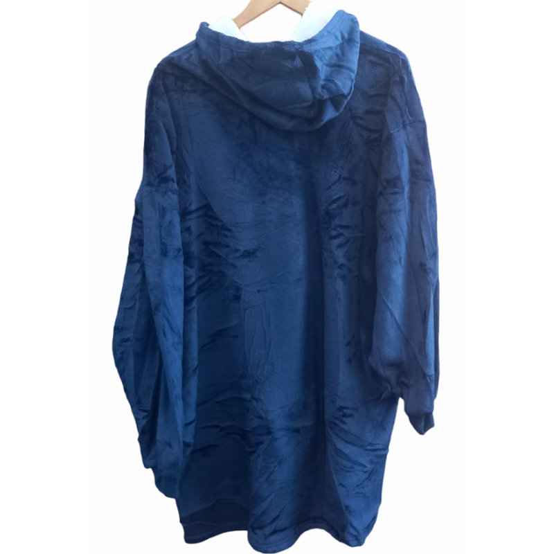 Толстовка з капюшоном - плед Soft Hoodie теплий халат худі One Size (Синій)