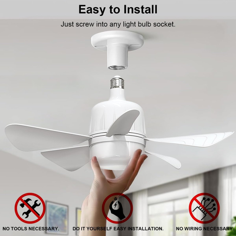 Лампа-вентилятор стельовий з пультом в патрон E30 23W PO-1233 White