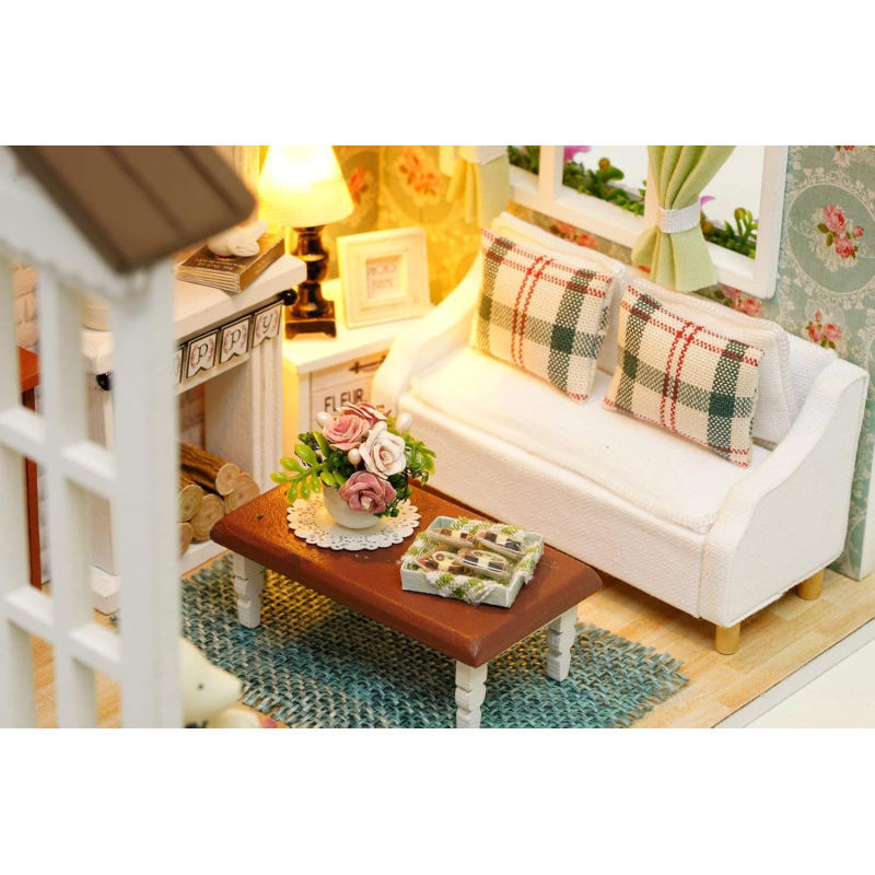 3D Румбокс конструктор ляльковий будинок Вітальня з верандою та каміном DIY Cute Room 8008-D