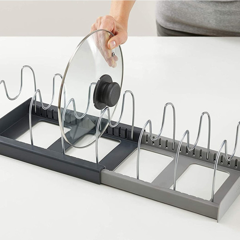 Органайзер розсувний для кришок і посуду з піддоном Easy Save ES-8765 Grey