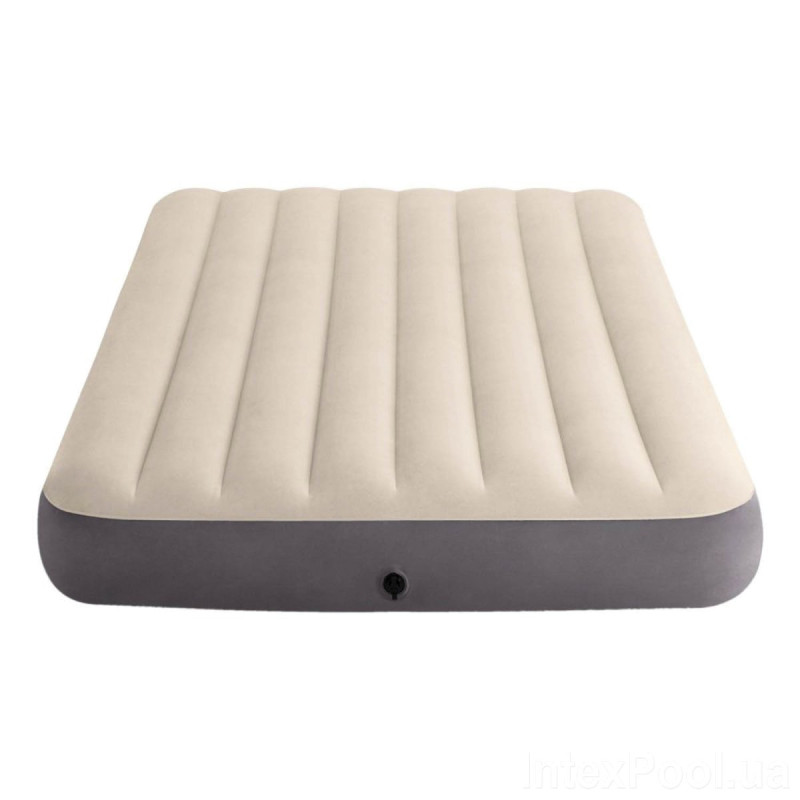 Надувний матрац полуторний ПВХ із велюровим покриттям до 175кг Intex 64102 191x137x25см Grey