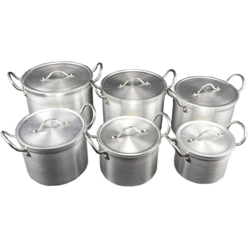 Набір алюмінієвих каструль із кришками з 12 предметів A-Plus 0431-0436 Silver