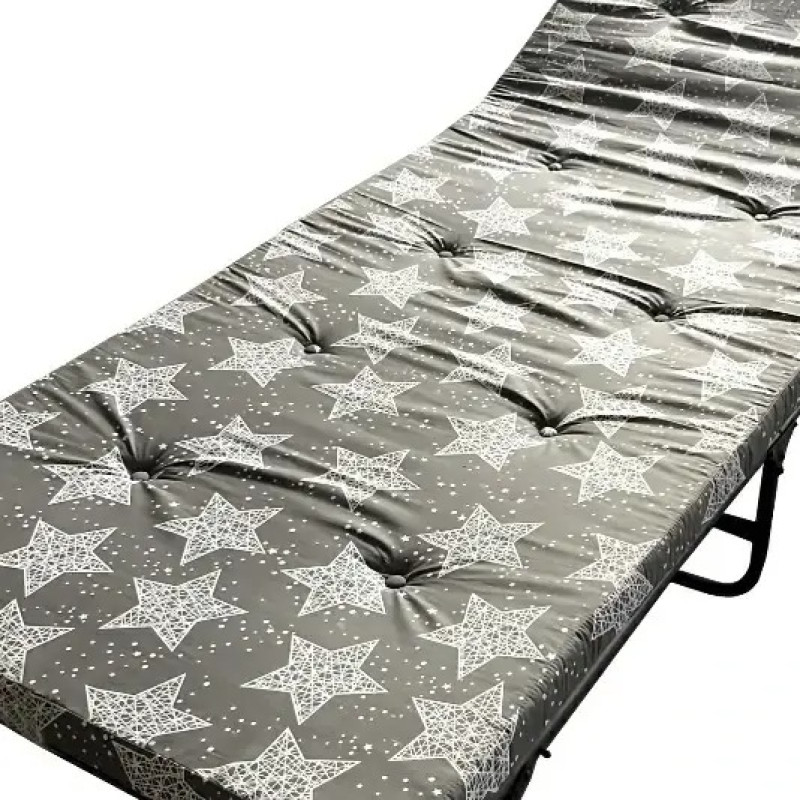 Розкладачка-ліжко на пружинах із сталевої труби з матрацом та подушкою на 4 положення навантаження до 120кг 187х72х32 см Vista Марія М-60 Сірий