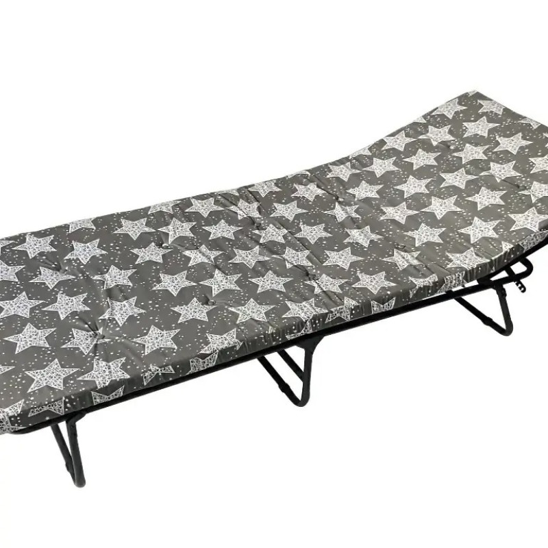 Розкладачка-ліжко на пружинах із сталевої труби з матрацом та подушкою на 4 положення навантаження до 120кг 187х72х32 см Vista Марія М-60 Сірий