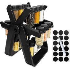 Органайзер для спецій і приправ з 18 скляних ємностей по 100мл на колесі, що обертається Simple Set Black