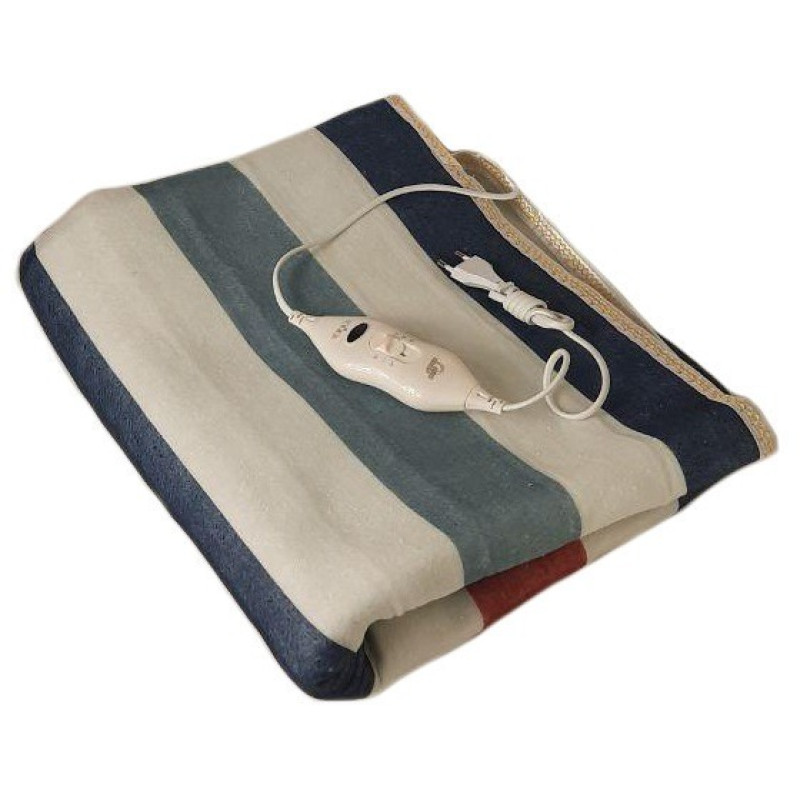 Електричне простирадло з підігрівом різнокольорові смуги плавний регулятор температури 150х120см Electric Blanket EC-3219 Multicolor