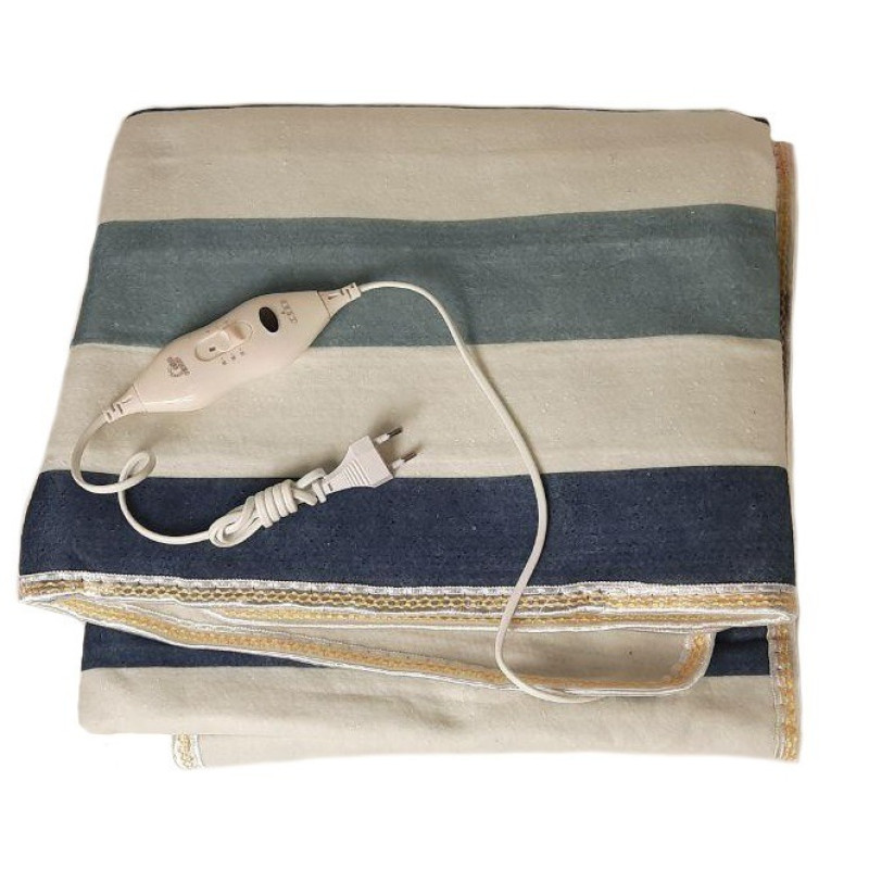 Електричне простирадло з підігрівом різнокольорові смуги плавний регулятор температури 150х120см Electric Blanket EC-3219 Multicolor