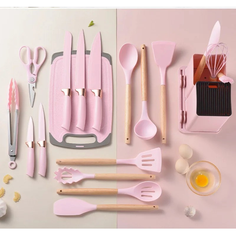 Набір кухонного приладдя Zepline з 19 предметів на підставці Zepline ZP-107 Pink