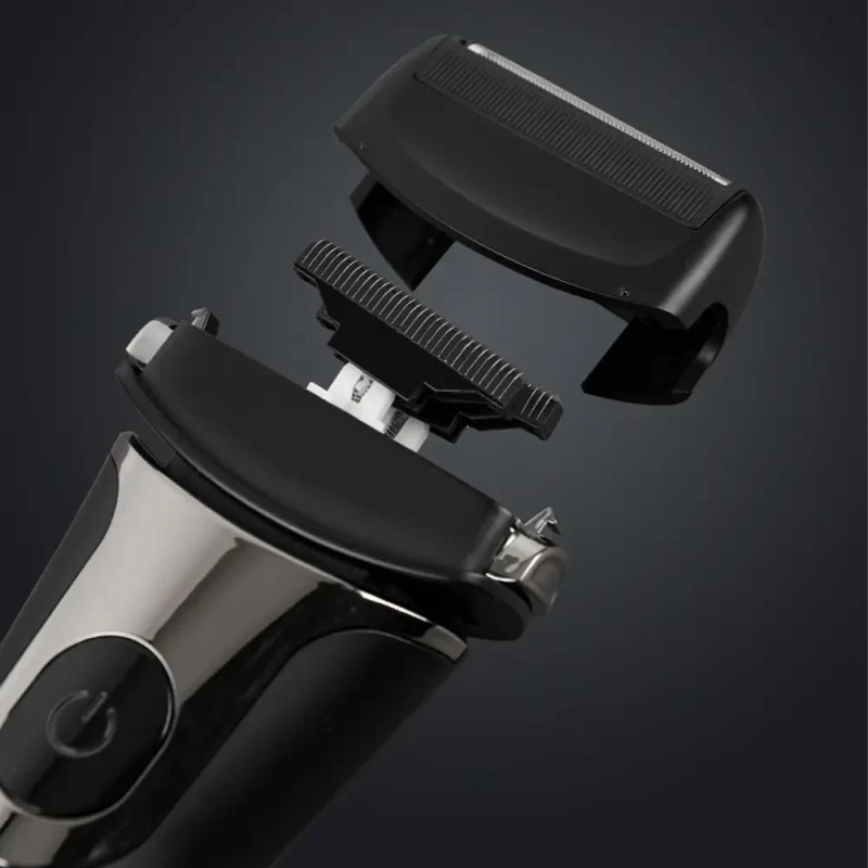 Електробритва акумуляторна з подвійними головками та індикатором зарядки для сухого та вологого гоління DSP IPX5 Black