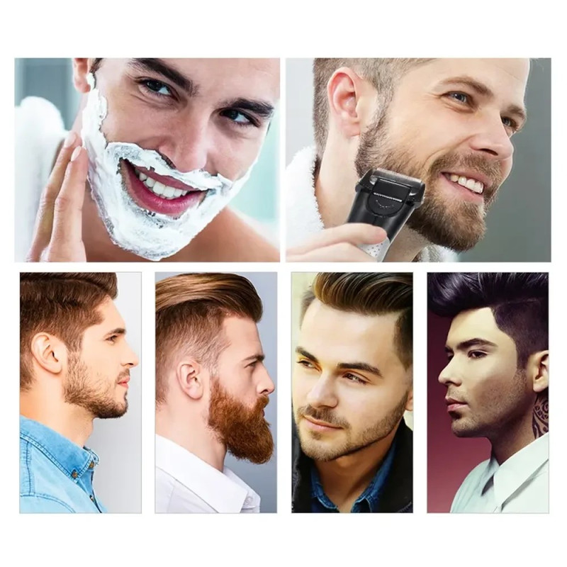 Електробритва акумуляторна з подвійними головками та індикатором зарядки для сухого та вологого гоління DSP IPX5 Black