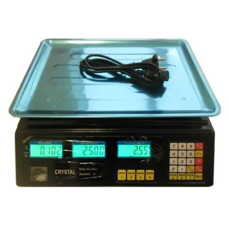 Ваги електронні з акумулятором та дисплеєм з лічильником ціни до 50кг Crystal CT-500 Black