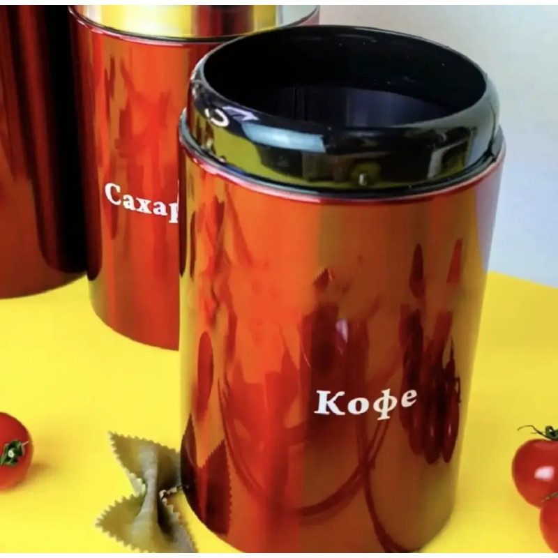 Набір банок для зберігання сипучих продуктів кава, чай, цукор Edenberg EB-143 3шт 1000мл Червоний