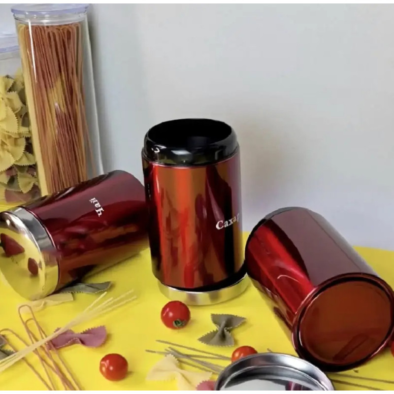 Набір банок для зберігання сипучих продуктів кава, чай, цукор Edenberg EB-143 3шт 1000мл Червоний