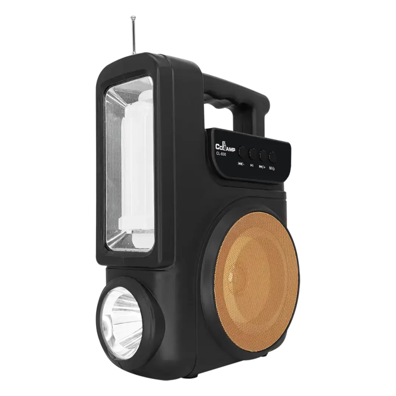 Багатофункціональний LED ліхтар із сонячною панеллю, радіо, MP3 плеєр, функцією повербанку та 1 лампочкою Cclamp CL-830 4000mAh Bluetooth Чорний
