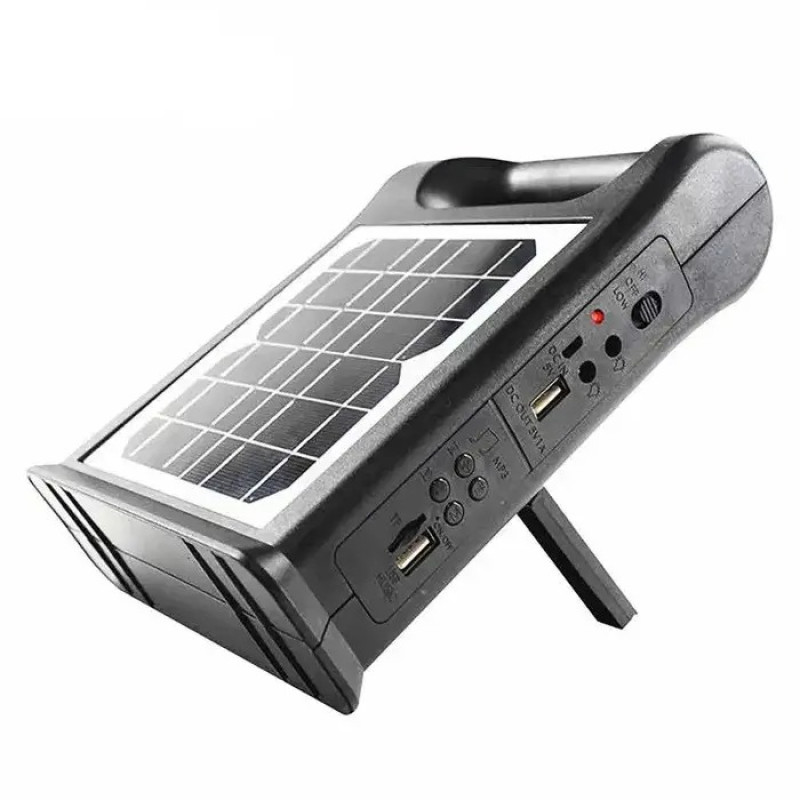 Багатофункціональний LED ліхтар із сонячною панеллю, функцією повербанку та 2 лампочками Cclamp CL-12 3000mAh 30W Чорний