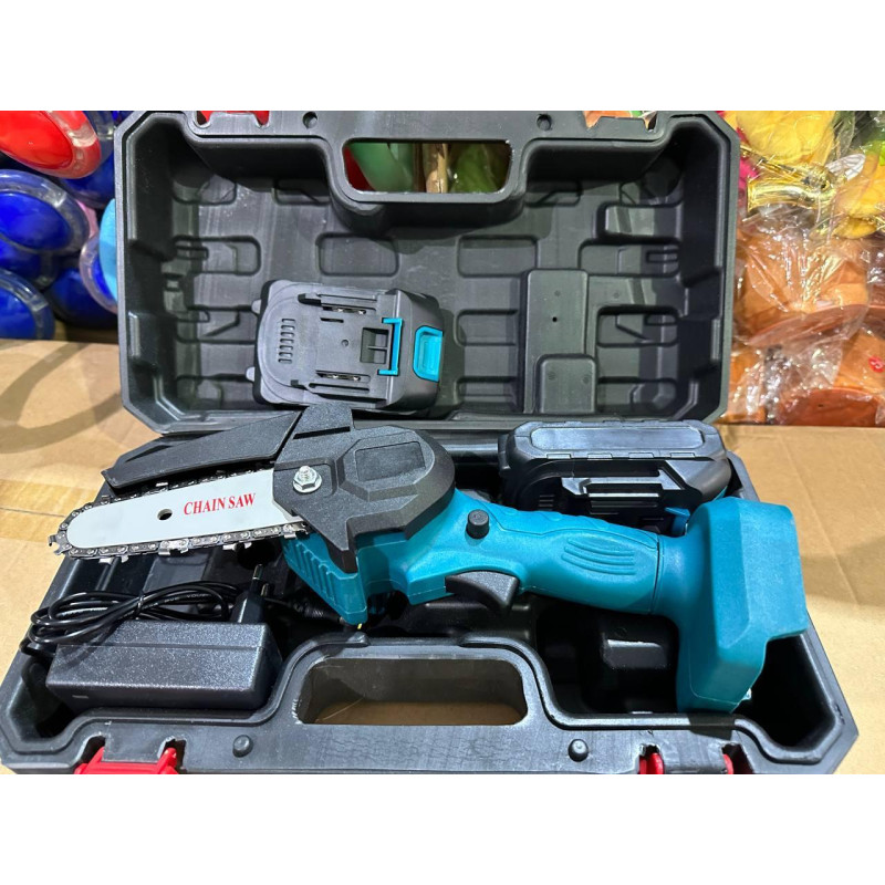 Ланцюгова міні-пила з двома акумуляторами в кейсі багатофункціональна 2000мАч Supretto Blue