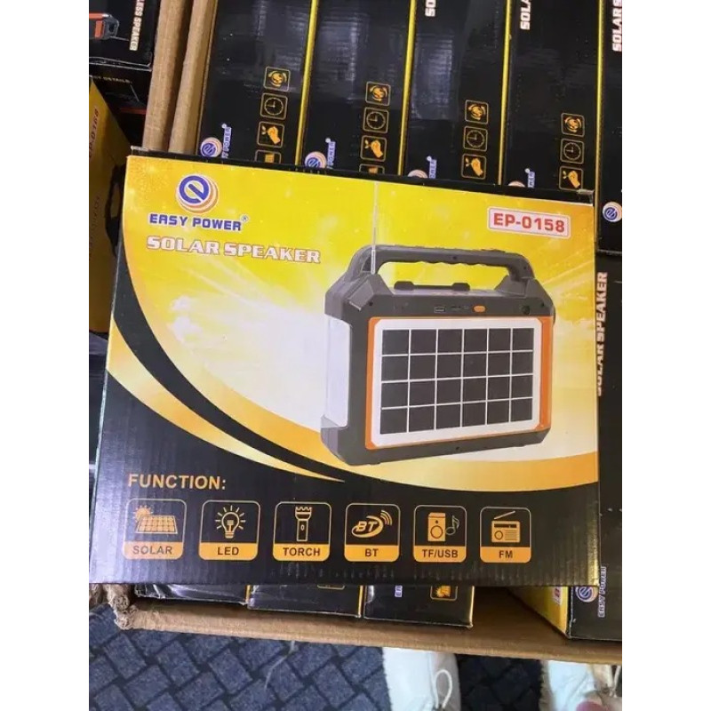 Багатофункціональний LED ліхтар із сонячною панеллю, радіо, MP3 плеєр, функцією повербанку Easy Power EP-0158 Bluetooth Чорно-оранжевий