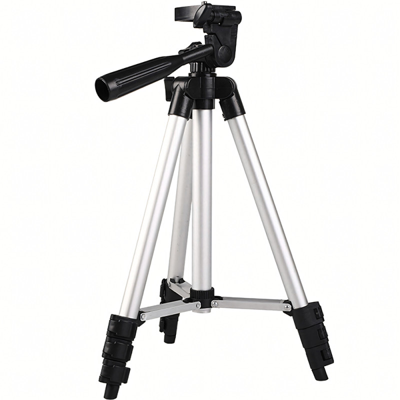 Штатив розкладний трипод тринога 70 см з пультом, bluetooth, тримачем для смартфона і фотоапарата dk-3888 Silver
