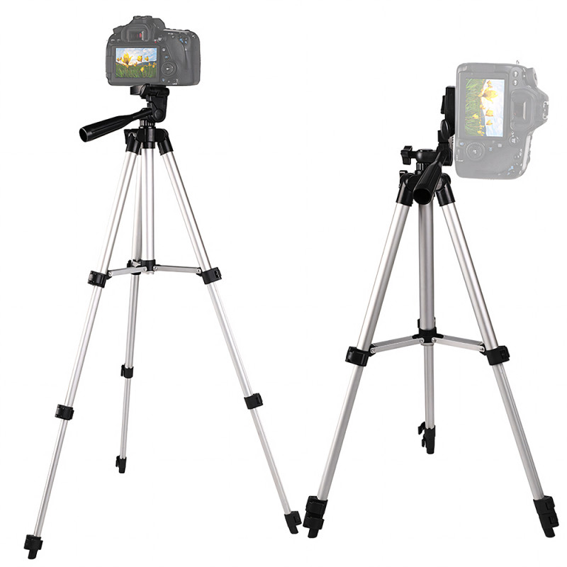 Штатив розкладний трипод тринога 70 см з пультом, bluetooth, тримачем для смартфона і фотоапарата dk-3888 Silver