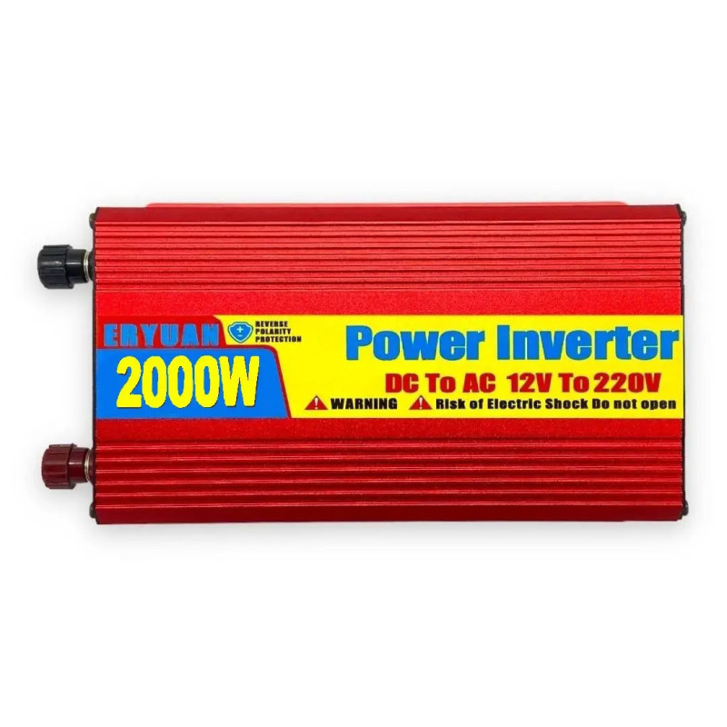 Перетворювач напруги 2000W DC 12V в AC 220V з USB, інвертор із захистом від перевантажень модифікована синусоїда Eryuan Червоний
