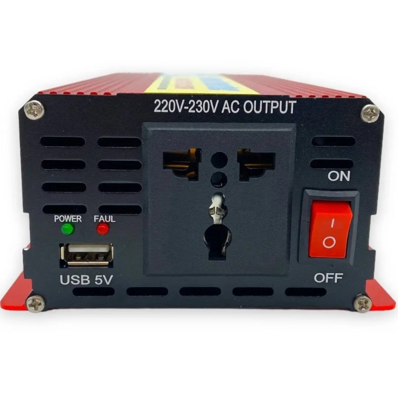 Перетворювач напруги 2000W DC 12V в AC 220V з USB, інвертор із захистом від перевантажень модифікована синусоїда Eryuan Червоний