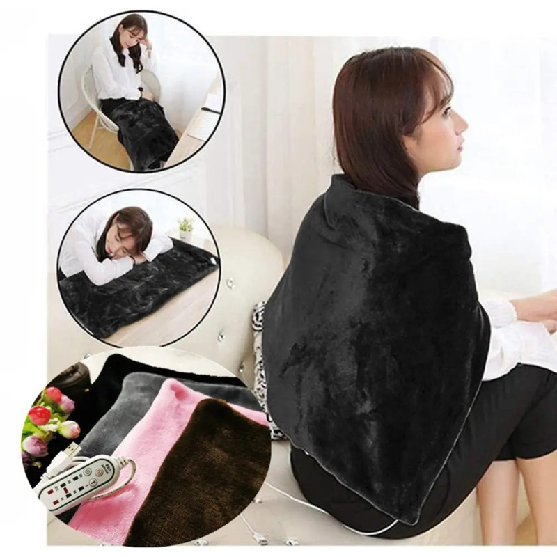 Електричний плед шаль-ковдра з підігрівом 3 режими роботи з таймером Calle T 100*65 Black