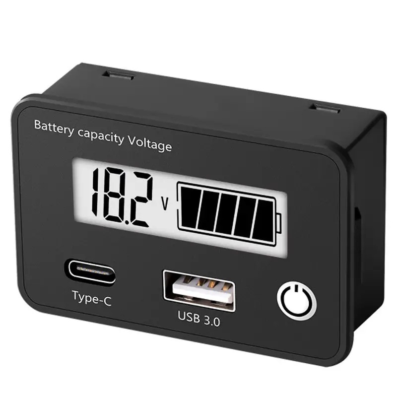 Вольтметр DC цифровий з LCD дисплеєм для вимірювання напруги 8-30В Lesko 6140 Black