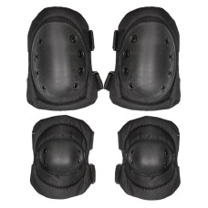 Комплект защиты тактический наколенники и налокотники Нейлон/Пластик/Поролон Aokali F002 Черный
