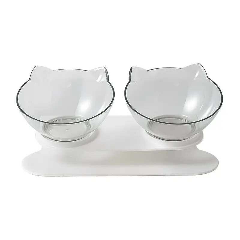 Миска для котов двойная с подставкой из пластика 400мл 135х270х135мм Taotaopets 117718 White