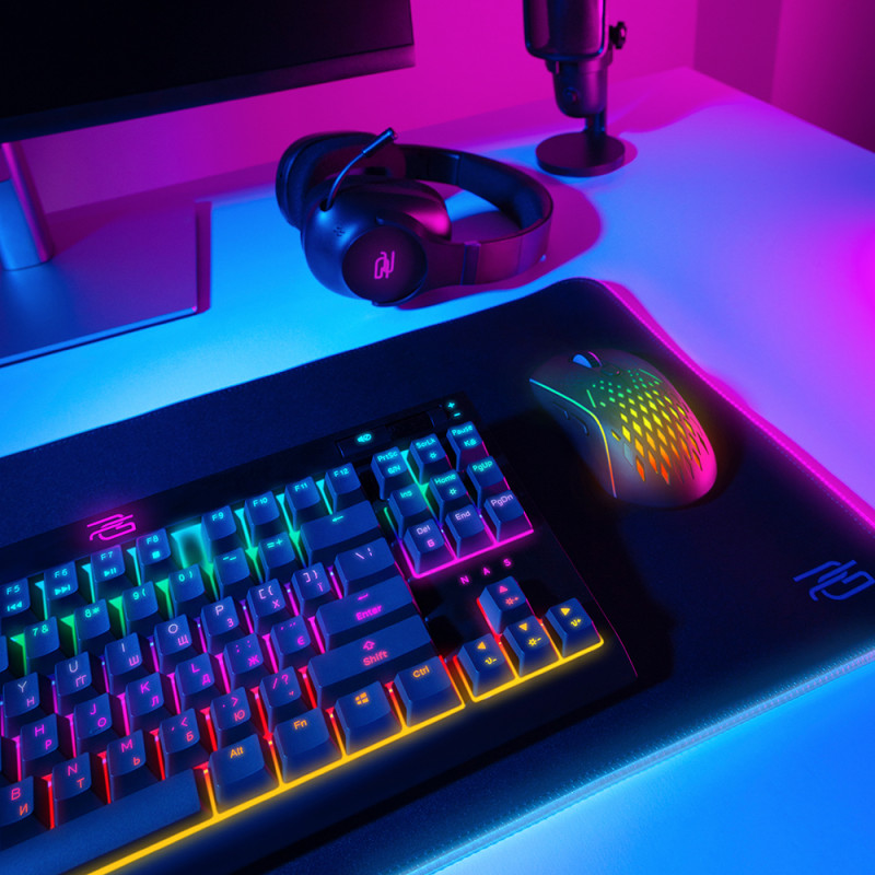 Проводная игровая клавиатура с RGB подсветкой для компьютера, українська розкладка Proove Gaming Sideswap Black
